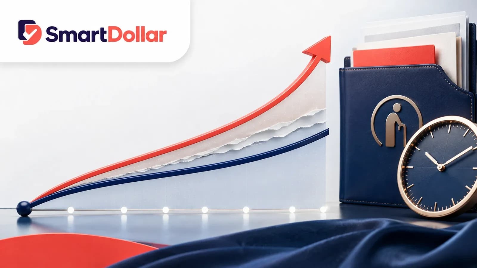 SmartDollar強積金費用專題圖,以兩條長期增長路徑顯示費用累積影響